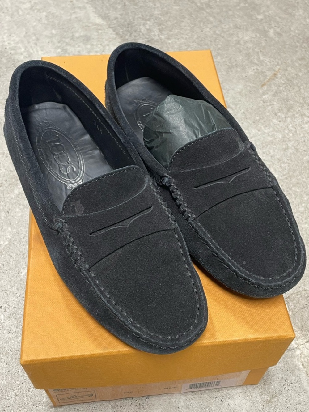Women’s TOD’S Gommino Driving Loafers – Black Suede | Size 34.5